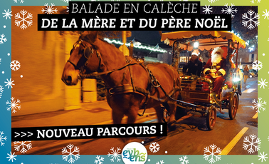 Balade en calèche de la Mère et du Père Noël